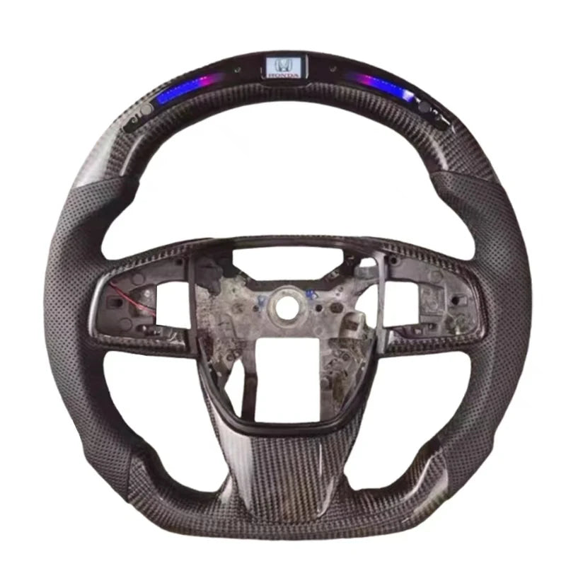 Honda Civic 10th Gen Carbon Fiber & Perforated Leather LED Steering Wheel